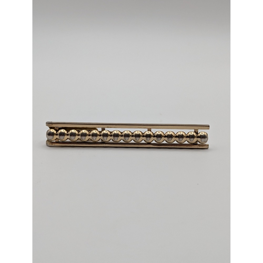 Vintage Hickok Gold Tone Ball Bead Tie Bar Clip USA Mid Century‎ Modern 2.75"